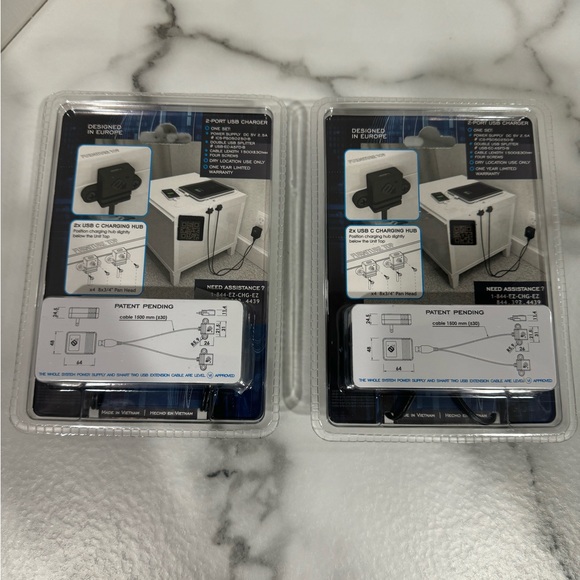 PAIR OF EZ COLLECTION SMART CHARGING SYSTEM 2-PORT USB CHARGER (NEW IN BOX) - Picture 2 of 4